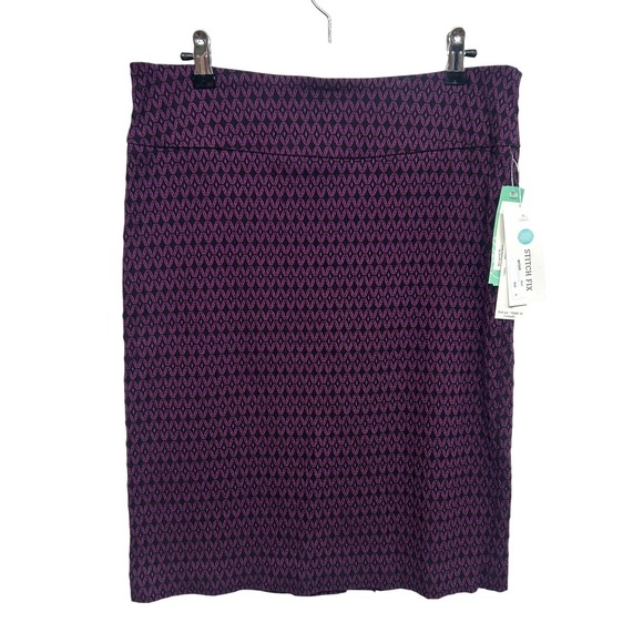 Margaret M Christiana Pencil Skirt Purple Print Stretch Women's Office Classic L - Picture 1 of 11